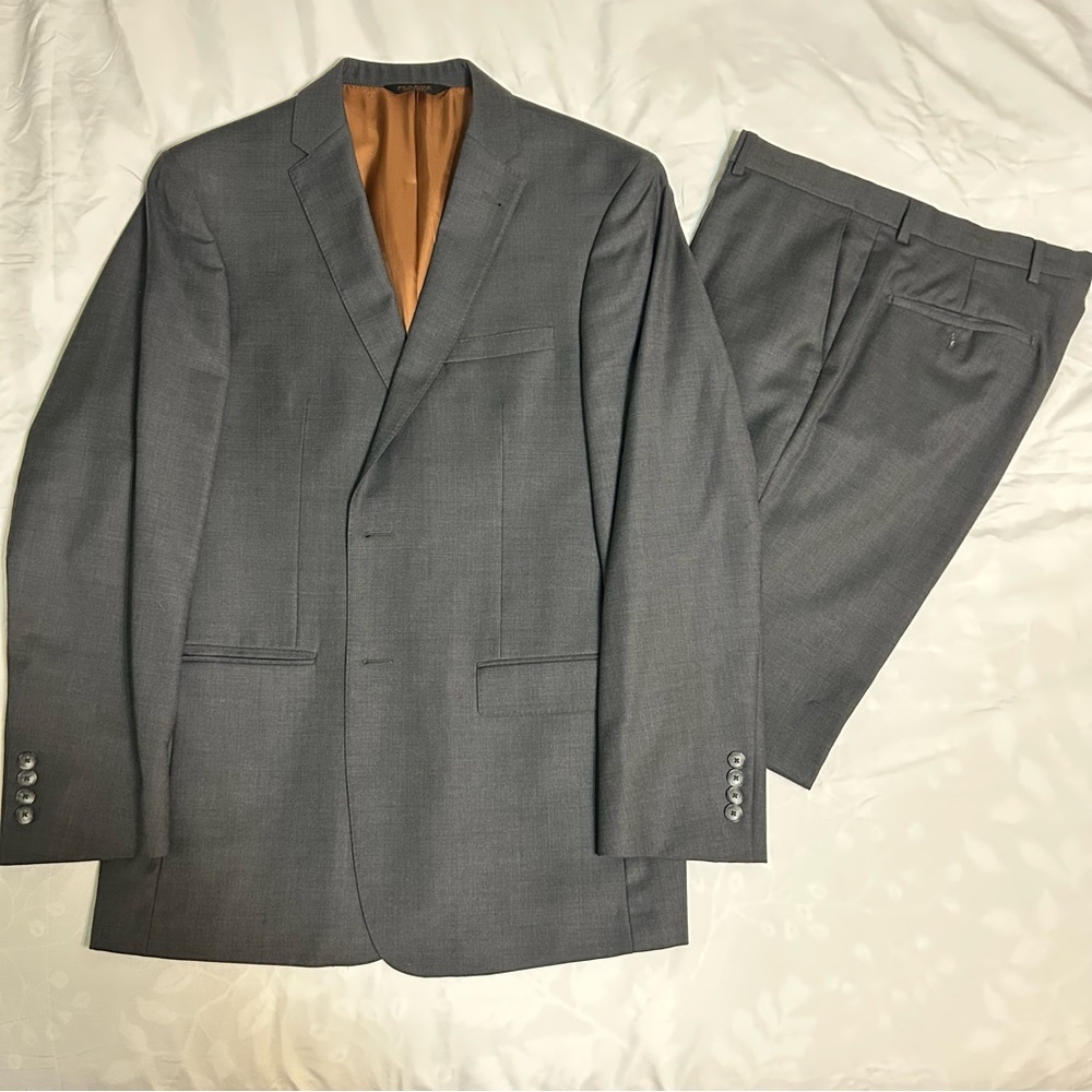 Joseph By Jos A Bank Slim Fit Suit Mens Gray Wool 41L Flat Front Pants 35 Waist